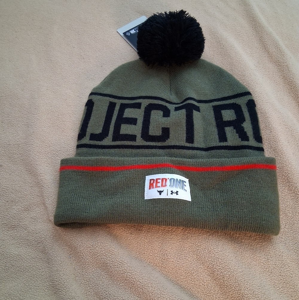 Under Armour Olive and Black Project Rock Beanie NWT OSFM